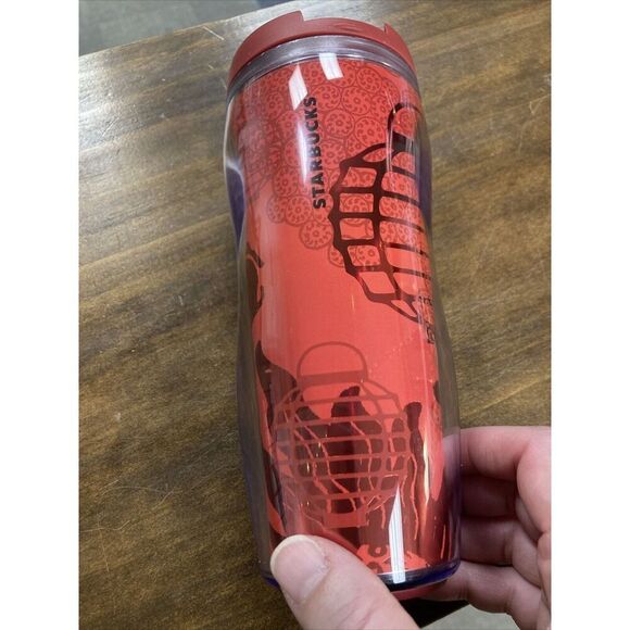 Starbucks KOMODO DRAGON 12 0Z CLEAR TRAVEL TUMBLER -gently Used - Picture 4 of 7